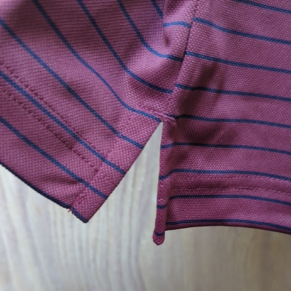 New Goodfellow & Co Performance Polo Burgundy w/ Navy Stripe Mens Size Large - Picture 10 of 12